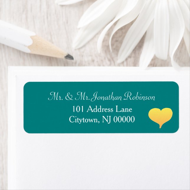 Sunset Heart Teal Green White Wedding (Insitu)