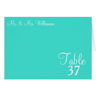 Sunset Hearts Carte de table Mariage bleu turquois