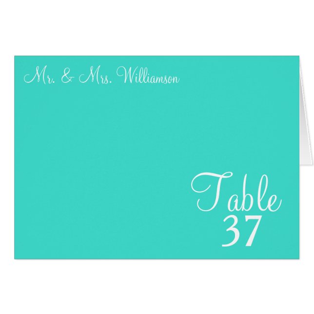 Sunset Hearts Carte de table Mariage bleu turquois (Devant Horizontal)