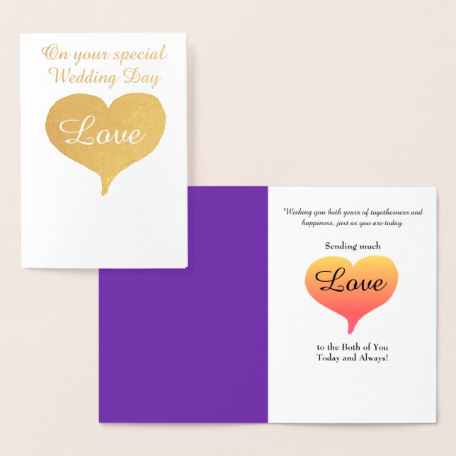 Sunset Hearts Lila Hochzeitkarte Folienkarte (Anzeige)