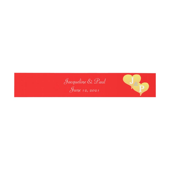 Sunset Hearts Red Mit Monogramm Wedding Bly Band (Flach)