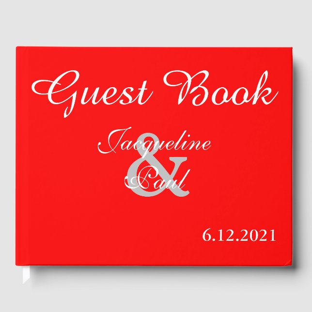 Sunset Hearts Red Wedding Book Gästebuch (Vorderseite)