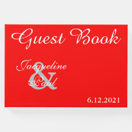 Sunset Hearts Red Wedding Book Gästebuch