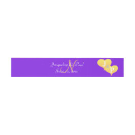 Sunset Hearts Violet Golden Sunset Monogram Einladungsbanderole