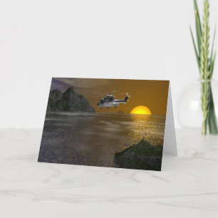 Sunset Helicopter Card Karte
