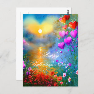 Sunset Herzvalentine Postkarte