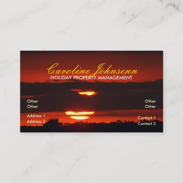 Sunset Holiday Business Card Visitenkarte (Vorderseite)