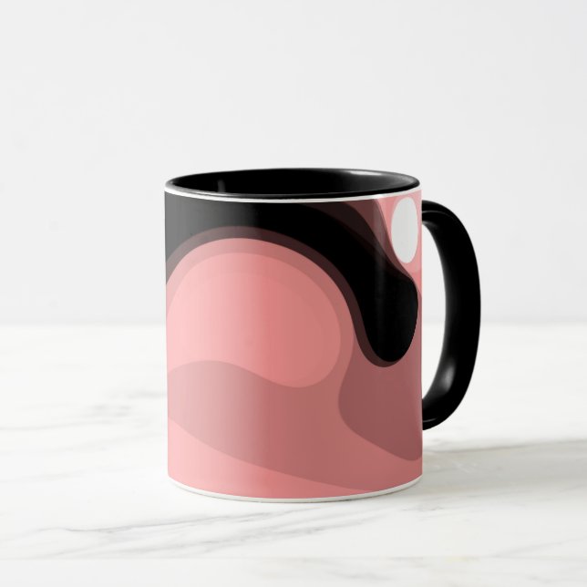 Sunset Horizon: Abstract Pink, Black & White Tasse (VorderseiteRechts)
