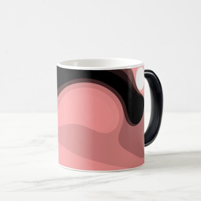 Sunset Horizon: Abstract Pink, Black & White Verwandlungstasse (VorderseiteRechts)