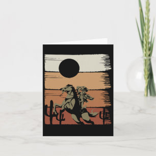 Sunset Horseback Riding Rodeo Western Retro Cowboy Karte