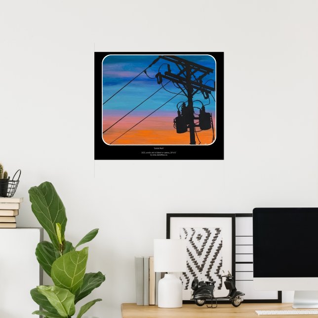'Sunset Hum' Gemälde auf einem Poster (Heimbüro)