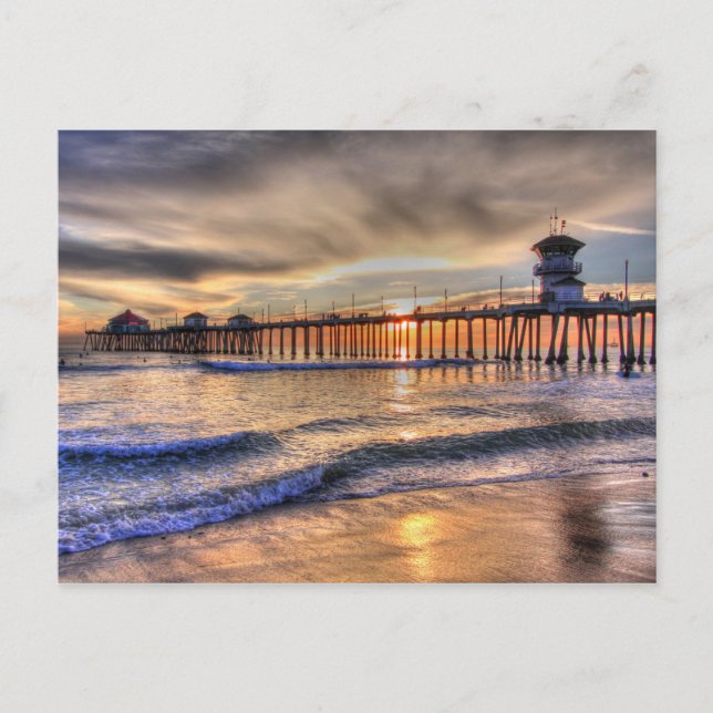 Sunset Huntington Beach Ca Postkarte (Vorderseite)