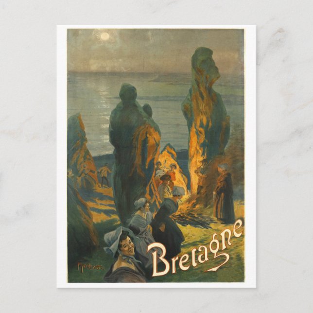 Sunset in Bretagne Coast, Frankreich Postkarte (Vorderseite)