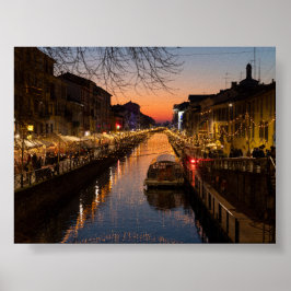 Sunset in Milano Naviglio Poster