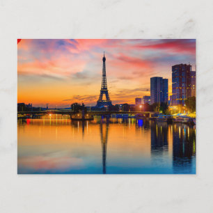 Sunset in Paris, Frankreich. Eiffelturm auf Seine Postkarte