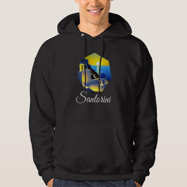 Sunset In Santorini Greece Painting   Hoodie (Vorderseite)
