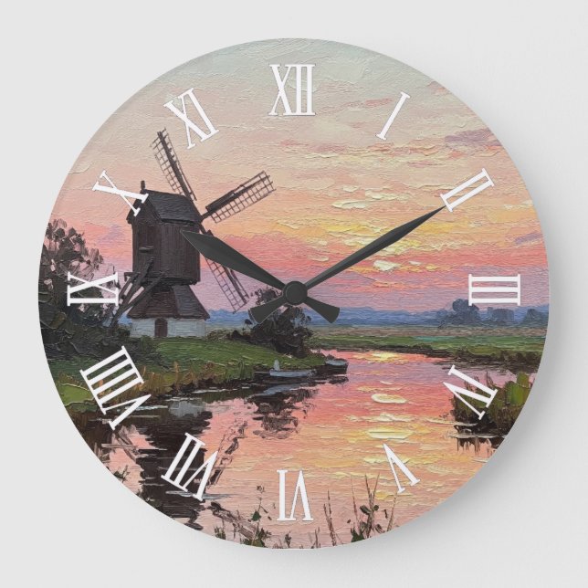 Sunset in The Broads England Travel Große Wanduhr (Vorderseite)