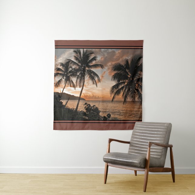 Sunset Jungfrau Islands St. Croix Beach Palm Trees Wandteppich (Beispiel)