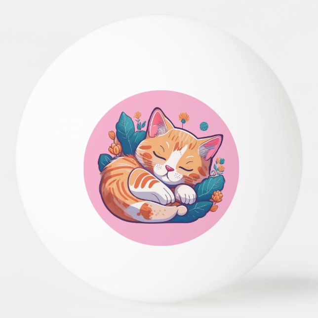 Sunset Kitty Tischtennisball (Vorderseite)