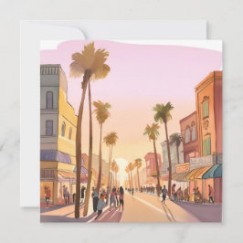 Sunset Küstenstadt | Palm Tree Coastal Karte