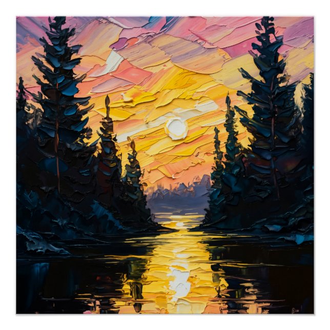 Sunset Lake Art Poster (Vorderseite)