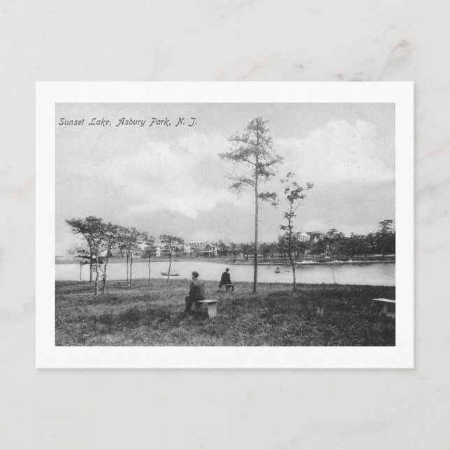Sunset Lake, Asbury Park, New Jersey Vintag Postkarte (Vorderseite)