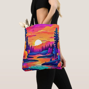 Sunset Lake Fantasy-Kunst Tasche