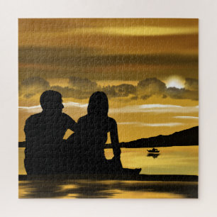Sunset Lake Jigsaw Puzzle Amour romantique - Coupl