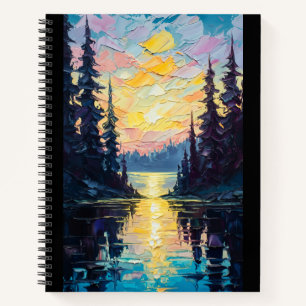 Sunset Lake Painting Notizbuch
