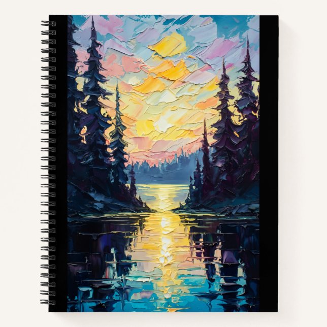 Sunset Lake Painting Notizbuch (Vorderseite)