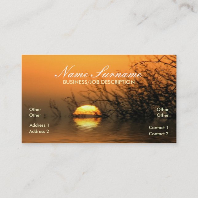 Sunset Lake Reflection Business Card Visitenkarte (Vorderseite)