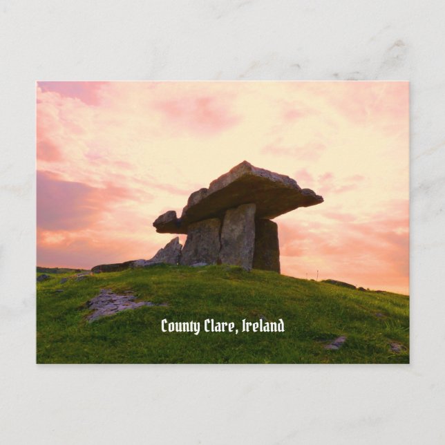 Sunset Landkreis Clare Dolmen Postkarte (Vorderseite)