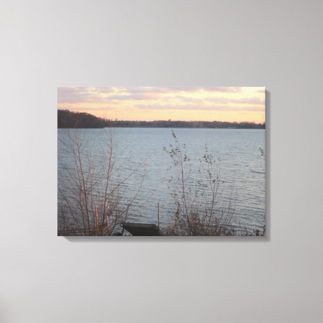 Sunset Leinwand Lake Shore - 4 Panel (Vorderseite)