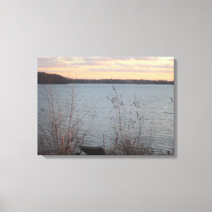 Sunset Leinwand Lake Shore - 4 Panel
