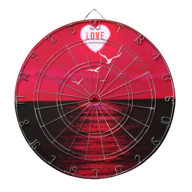 Sunset Liebe - Romantisch - Schwarz Rot - Anpassba Dartscheibe (vorne)