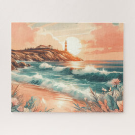 Sunset Lighthouse Ocean Beach Boho Floral