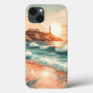 Sunset Lighthouse Ocean Beach Boho Floral Case-Mate iPhone Hülle