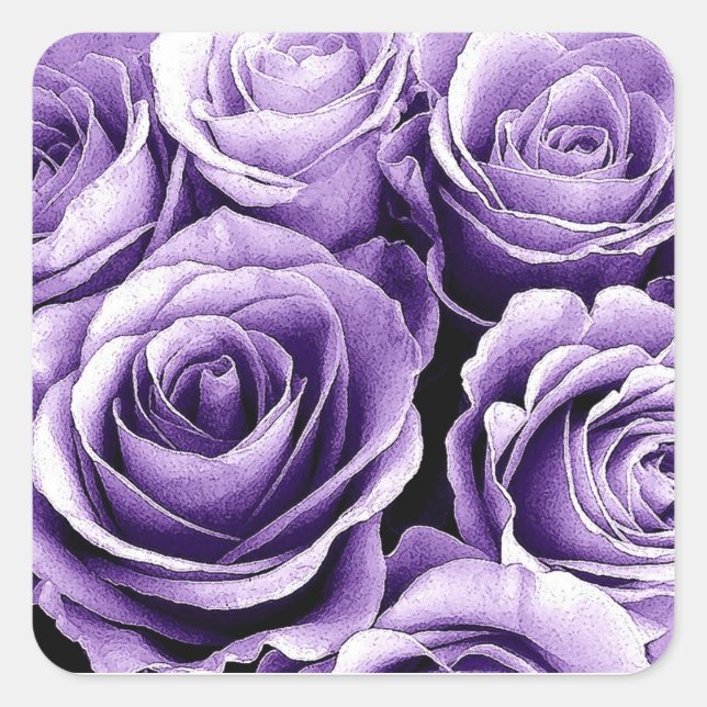 SUNSET LILA Rose - Hochzeit Umschlag Aufkleber (Vorderseite)