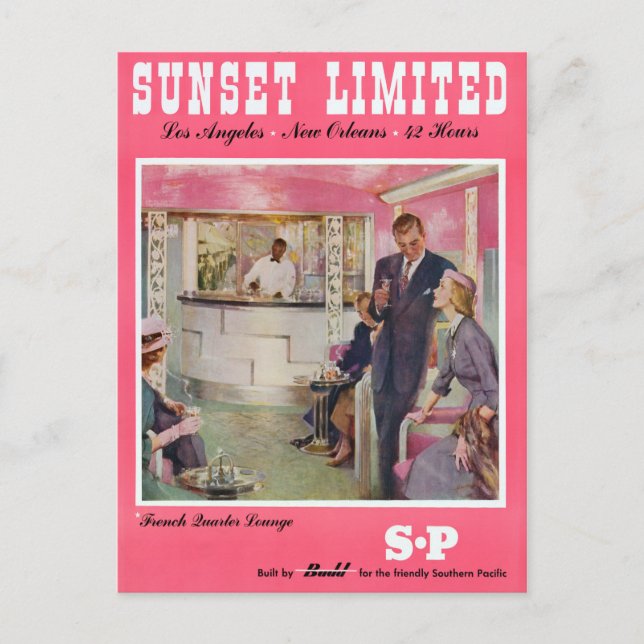 Sunset Limited Los Angeles New Orleans Poster Postkarte (Vorderseite)