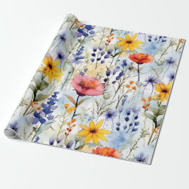 Sunset Meadow Watercolor Wildflower Pattern Geschenkpapier