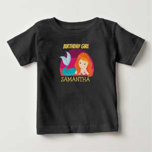 Sunset Meerjungfrau Gelber Geburtstag T - Shirt