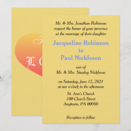 Sunset Mellow Yellow Blue Einladung zur Hochzeit