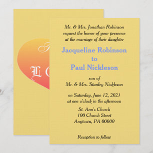 Sunset Mellow Yellow Blue Einladung zur Hochzeit