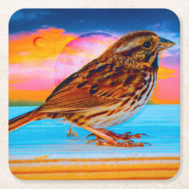 Sunset Melody Rechteckiger Pappuntersetzer