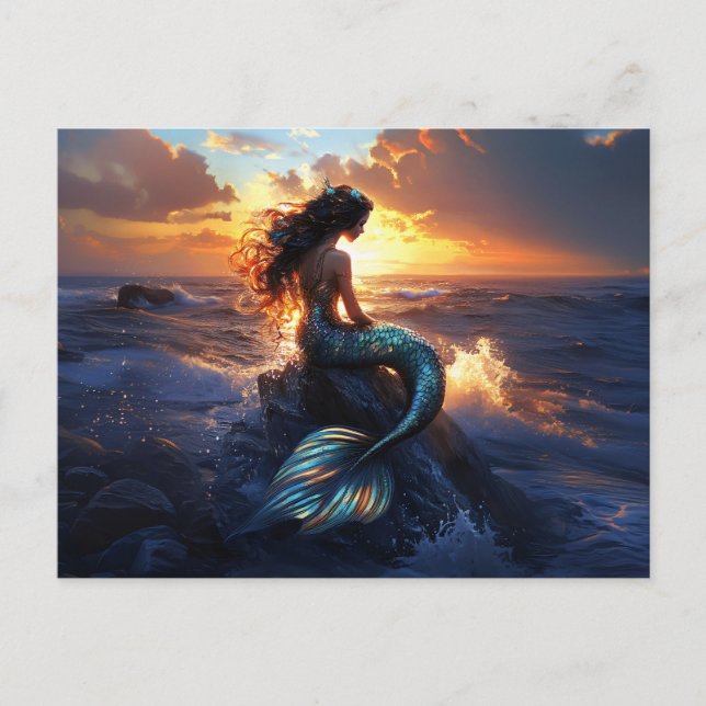Sunset Mermaid Postkarte (Vorderseite)