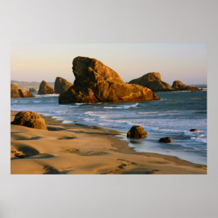 Sunset, Meyers Beach, Oregon, USA Poster