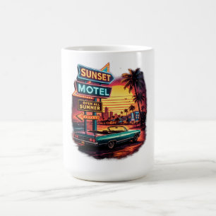 Sunset Motel - Öffnet die ganze Nacht Retro-Design Kaffeetasse