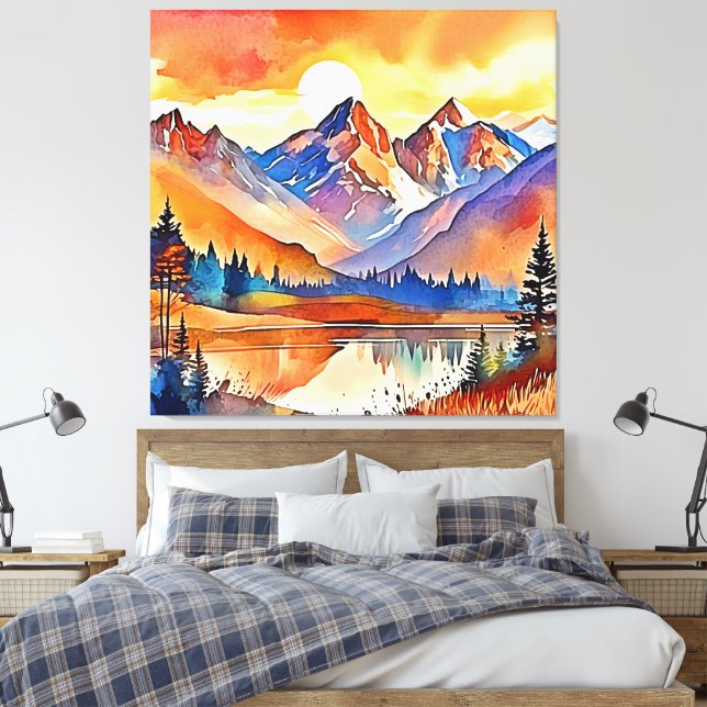 Sunset Mountain Art Design Leinwanddruck (Insitu (Schlafzimmer))