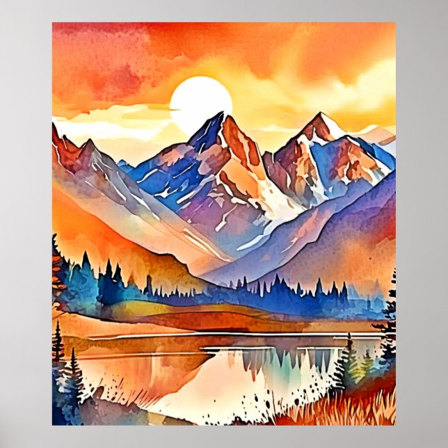 Sunset Mountain Art Design Poster (Vorne)