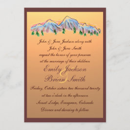 Sunset mountain design autumn wedding invitations einladung